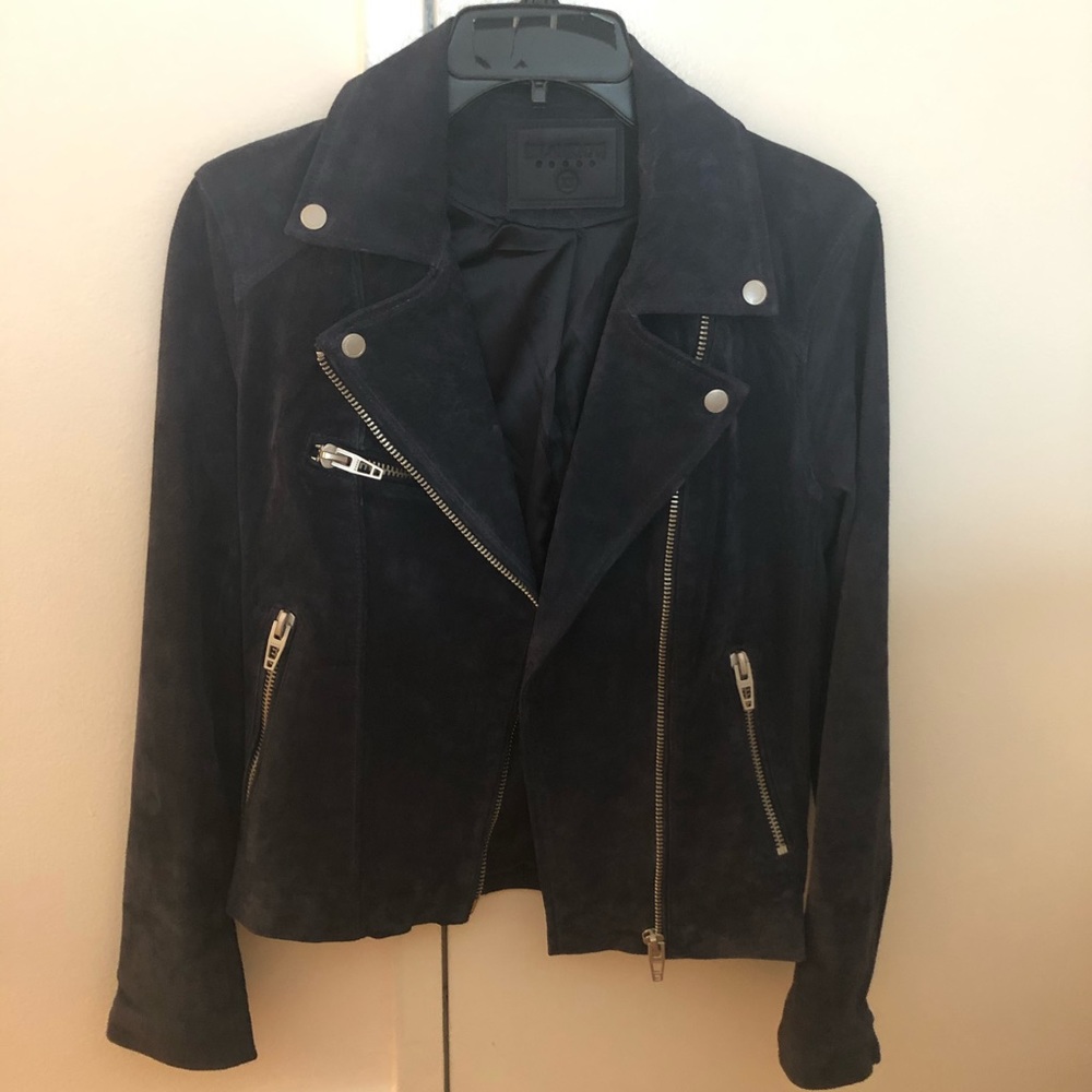 BLANK NYC Suede Moto Jacket in Blue Valentine - Picture 4 of 8